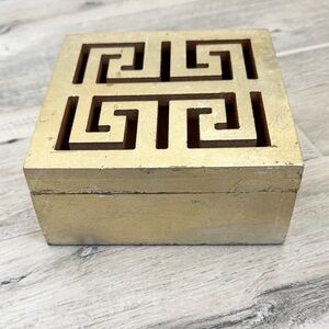 Distressed Gold Wood Jewelry Box